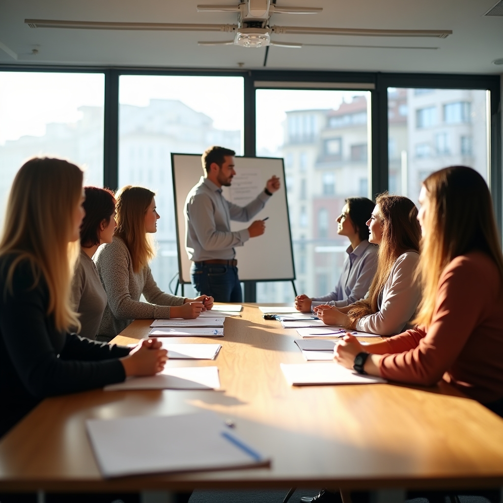 Workshop in presenza a Rimini con gruppo di liberi professionisti seduti attorno a un tavolo